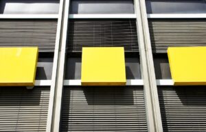 window, darkening, art, rolls, shutters, architecture, building, house facade, yellow